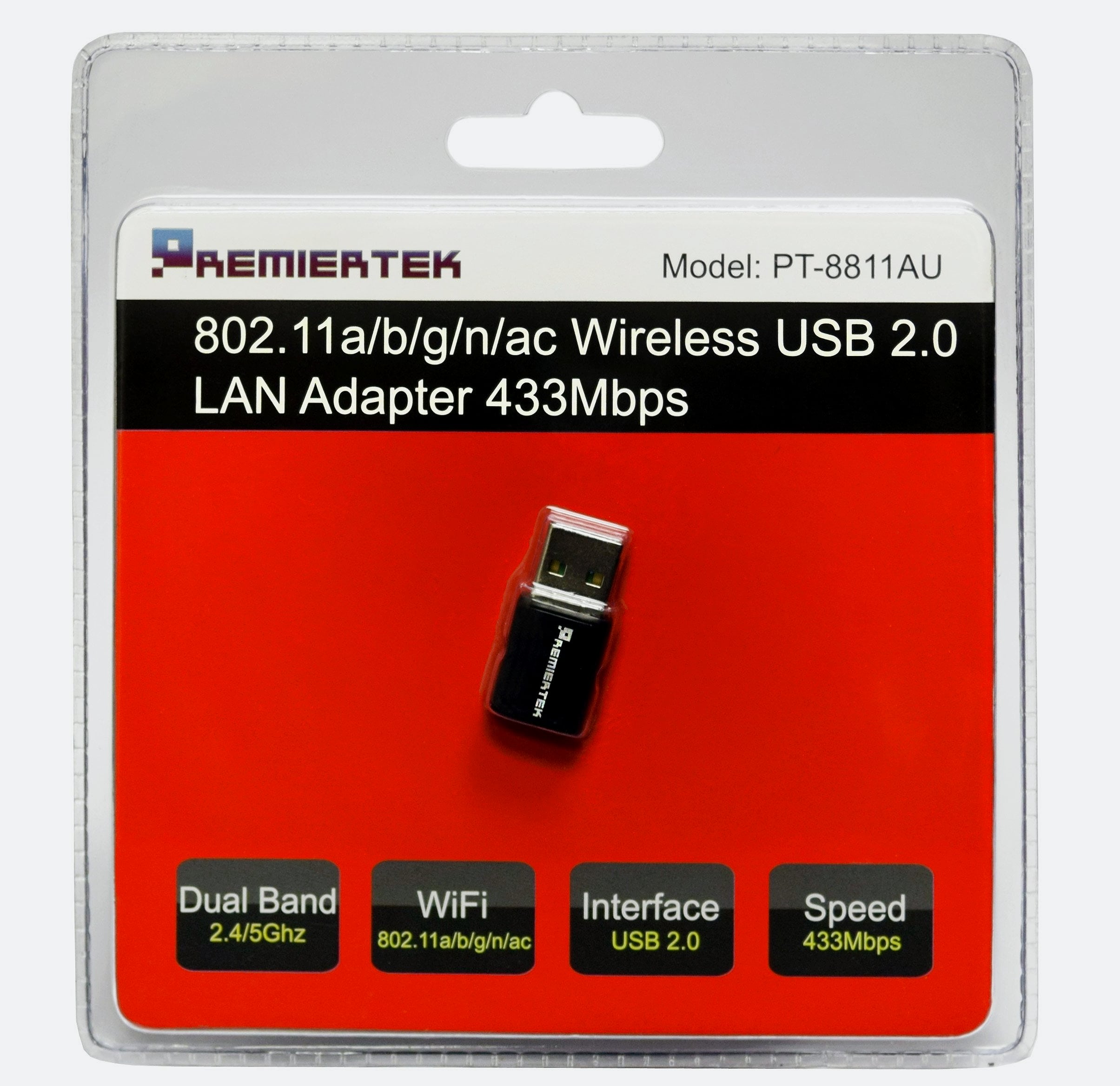 Premiertek PT-8811AU Dual Band Wireless USB Adapter 433Mbps