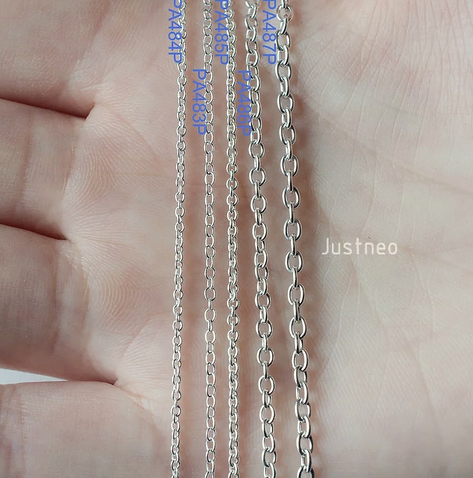 Justneo 925 Sterling Silver Oval Cable Chain 1 meter