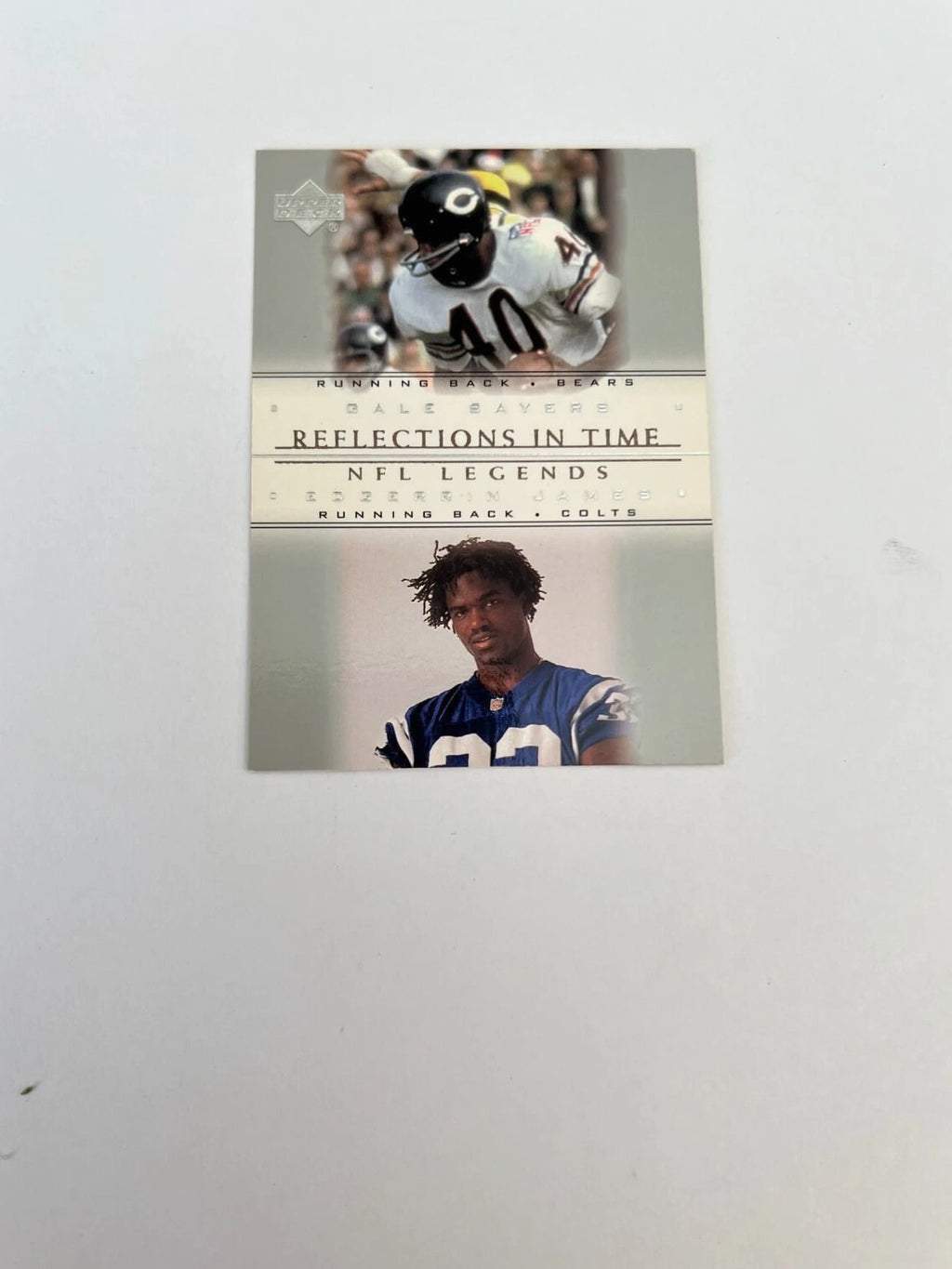 GALE SAYERS EDGERRIN JAMES 2000 UPPER DECK NFL, REFLECTIONS IN TIME INSERT R7