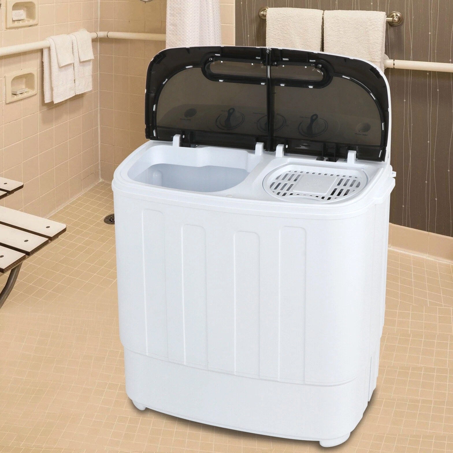 White Compact Portable Washer & Dryer with Mini Washing Machine and Spin Dryer