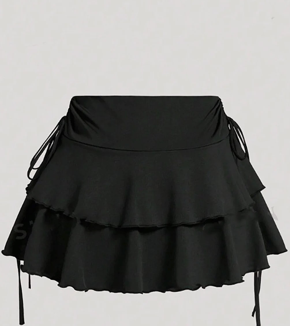 Soqoool High Waist Solid Color Short Skirt for Women