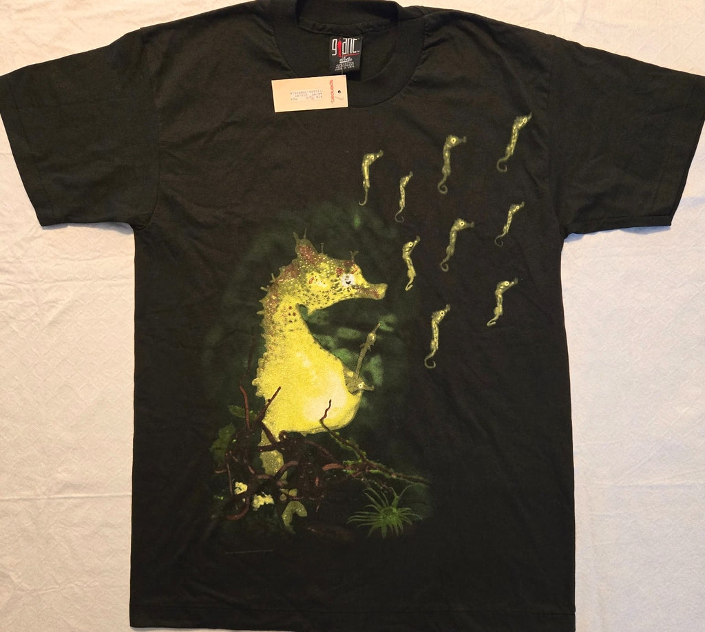 Nirvana Seahorse and Logo Mono Premium Carbon Official T-Shirt Mens