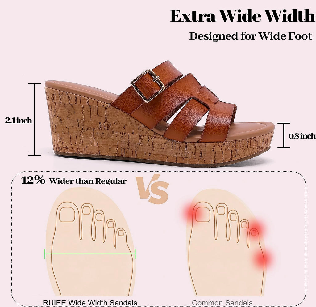 Ruiee Wide Width Wedge Sandals for Women Summer Comfort
