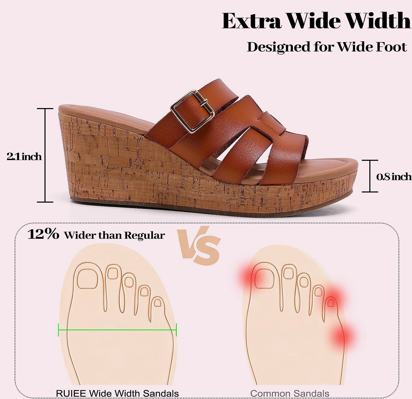 Ruiee Wide Width Wedge Sandals for Women Summer Comfort