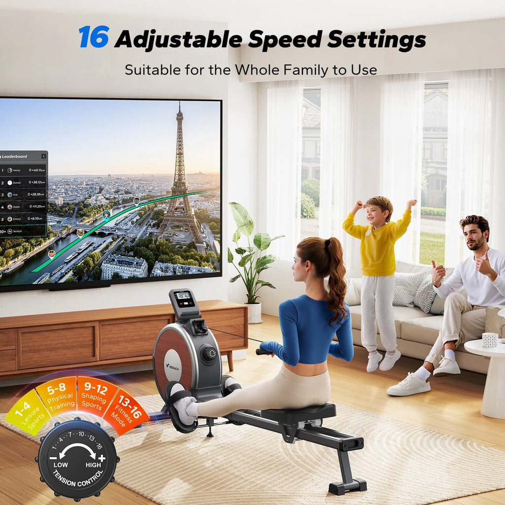 MERACH Q1S Magnetic Rowing Machine 16 Levels of Quiet Resistance Dual Slide Rail