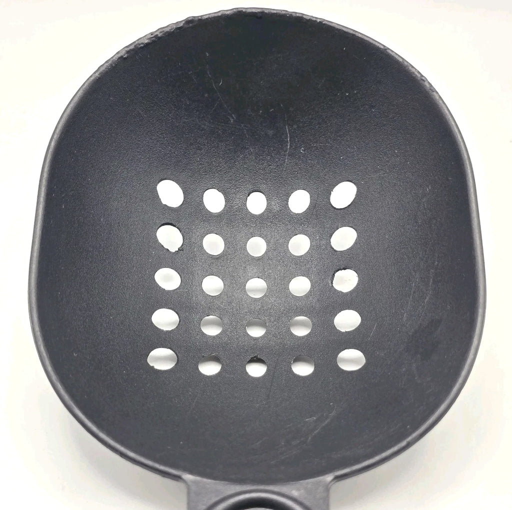 Vintage T-FAL Black Nylon Slotted Strainer Spoon 12.5" Heat Resistant, Made In Canada