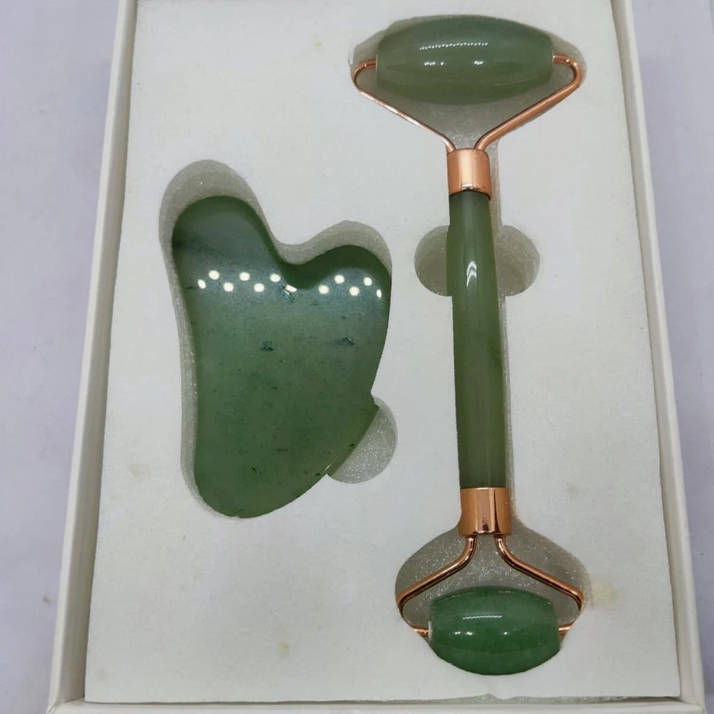 Green Jade Roller & Gua Sha Set | Natural Facial Massage Tools for Radiant Skin Glow