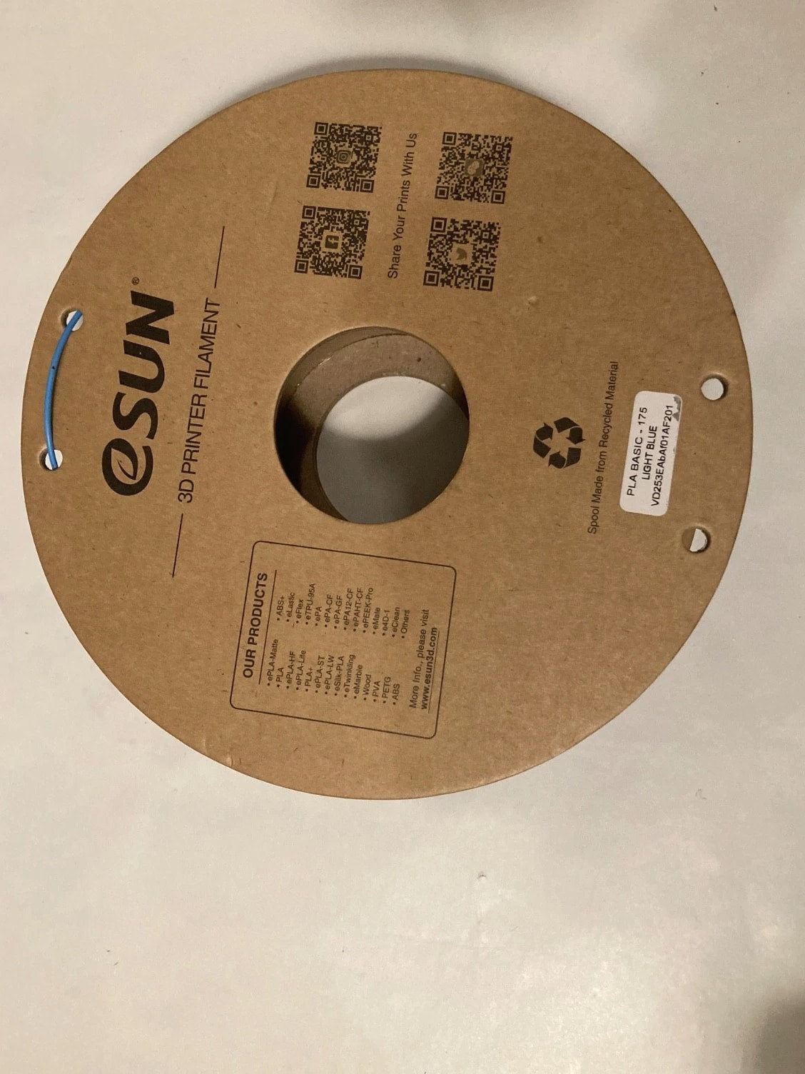 eSUN PLA Basic Filament 1.75mm, 1Kg 3D Printer Filament High Speed PLA