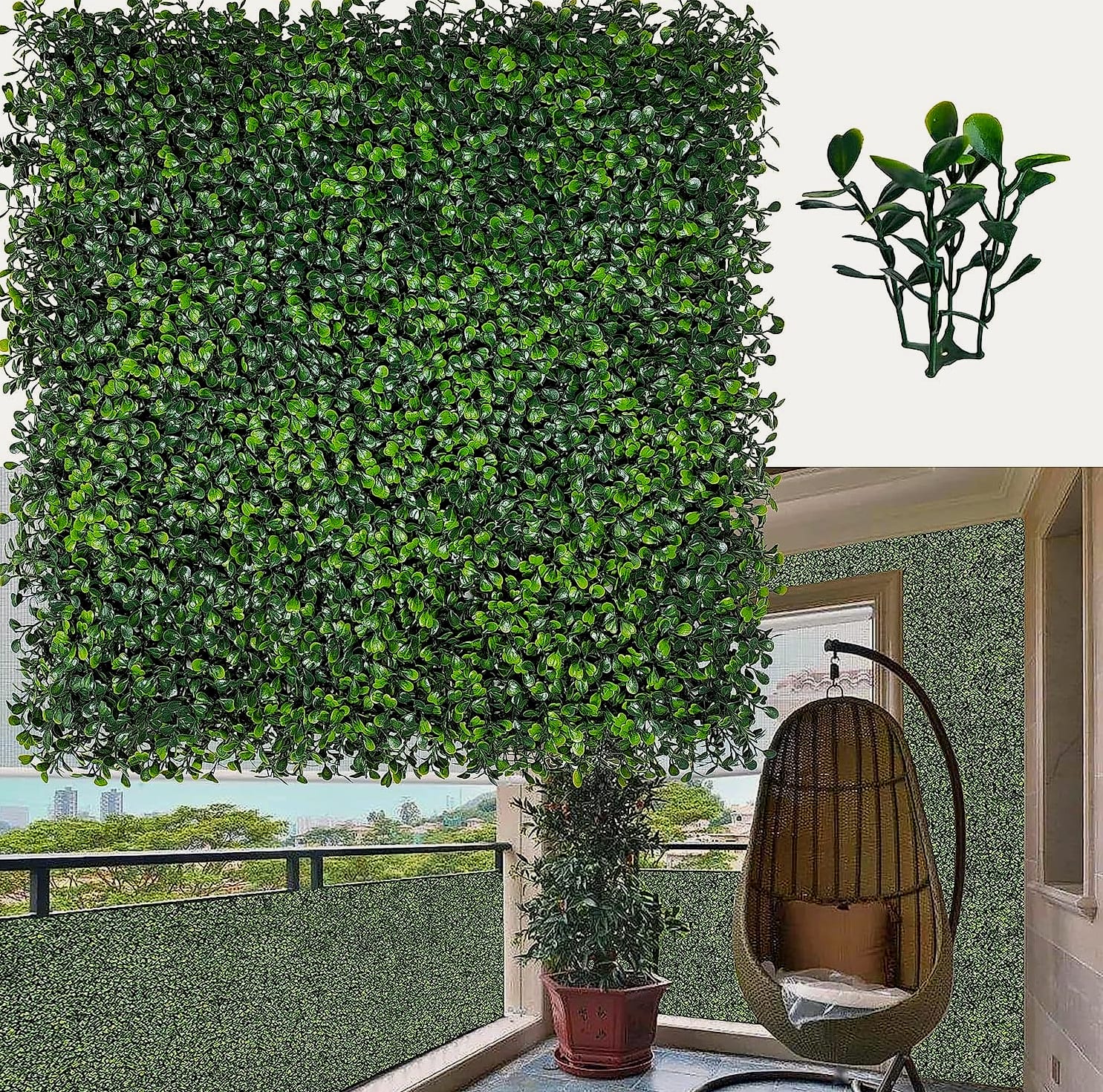 ODTORY Artificial Boxwood Panels 20x20 in, 12 Pack Green Wall