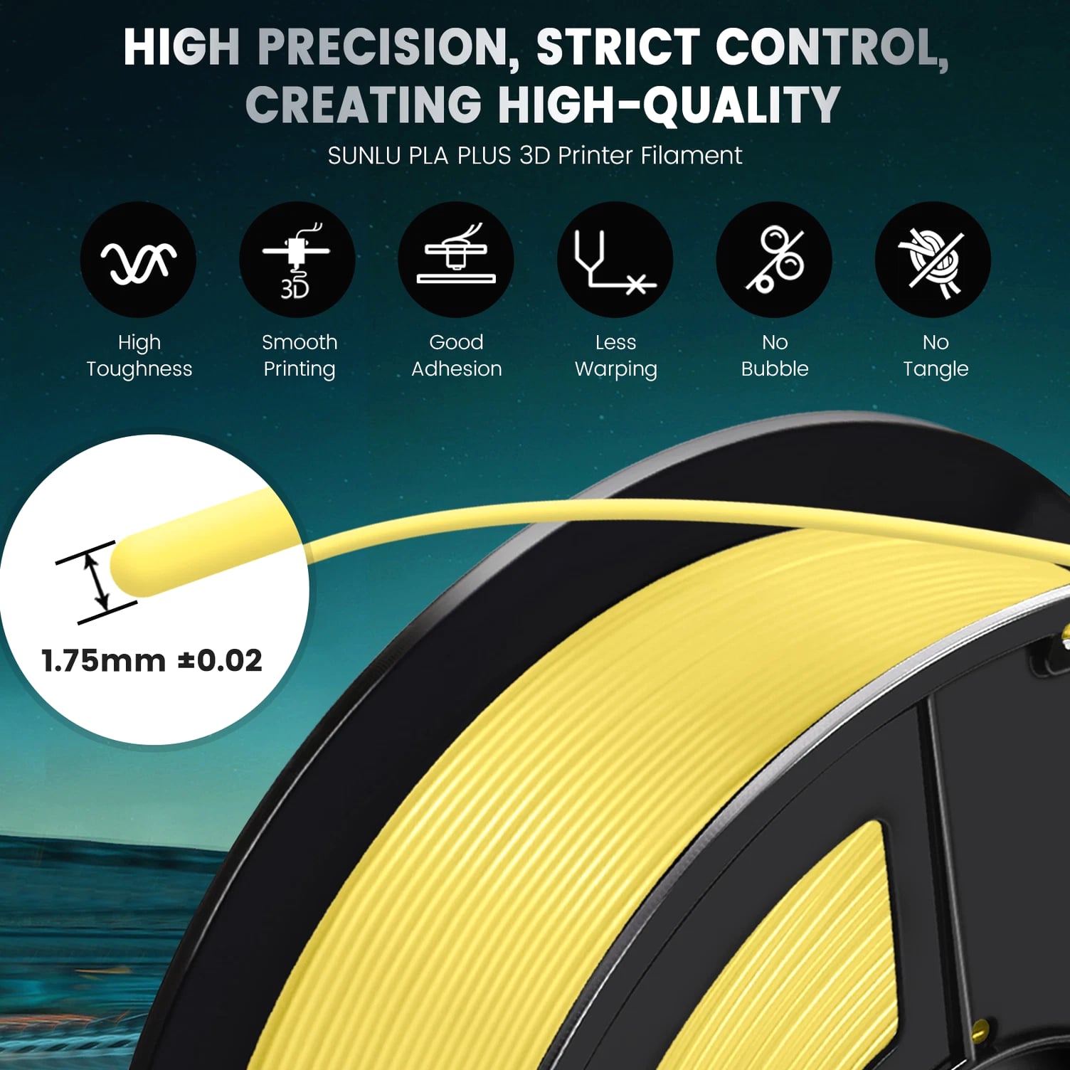 SUNLU 1.75MM 5KG Large Spool PLA+/PLA+ 2.0/PLA/PETG Filament For 3D Printer