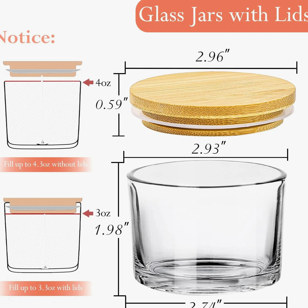 15 Pack 4 OZ Clear Glass Candle Jars with Airtight Bamboo Lids for Candle Making