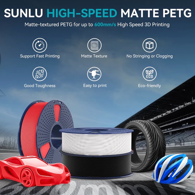 10×1KG SUNLU PLA Matte Meta PLA+ PETG SILK ABS TPU95A 1KG 3D Printer Filament