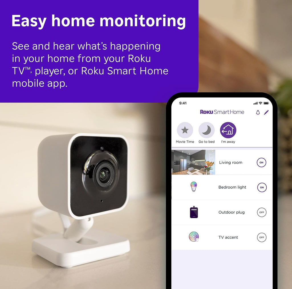 Roku Indoor Camera 2-Pack Wired Home Security with 1080p Night Vision