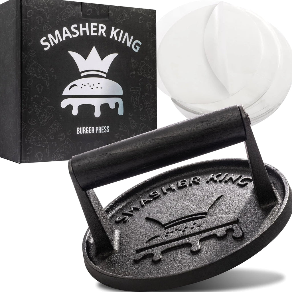 ™ - Premium Cast Iron Smash Burger Press incl. 25 pcs of Patty Paper, Burger ...