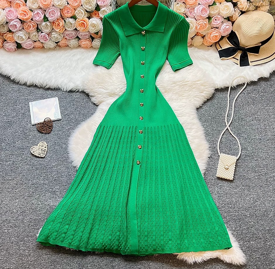 YUOOMUOO Patchwork Knit Long Dress Women Spring Summer