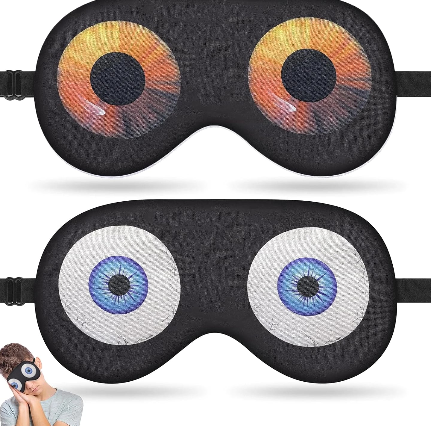 2 Pcs Sleep Mask for Kids Boys, Silk Eye Covers for Sleeping, Adjustable Strap &
