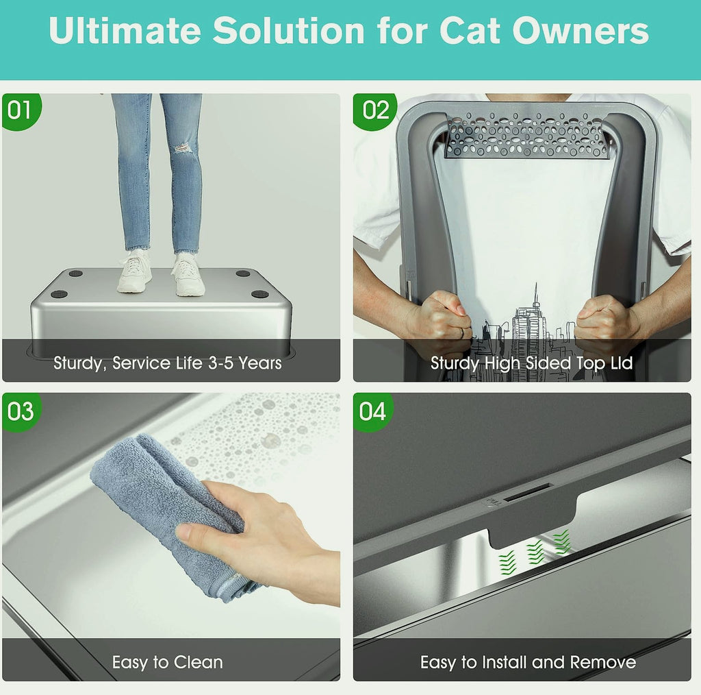 ICYAIR Stainless Steel Cat Litter Box 2-Pack, Extra Large