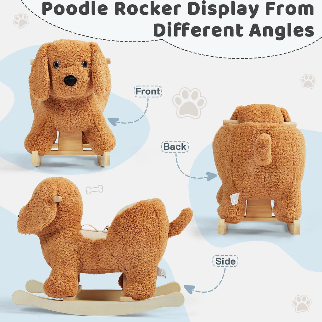 Jolie Vallée Poodle Wooden Rocking Horse for Toddlers