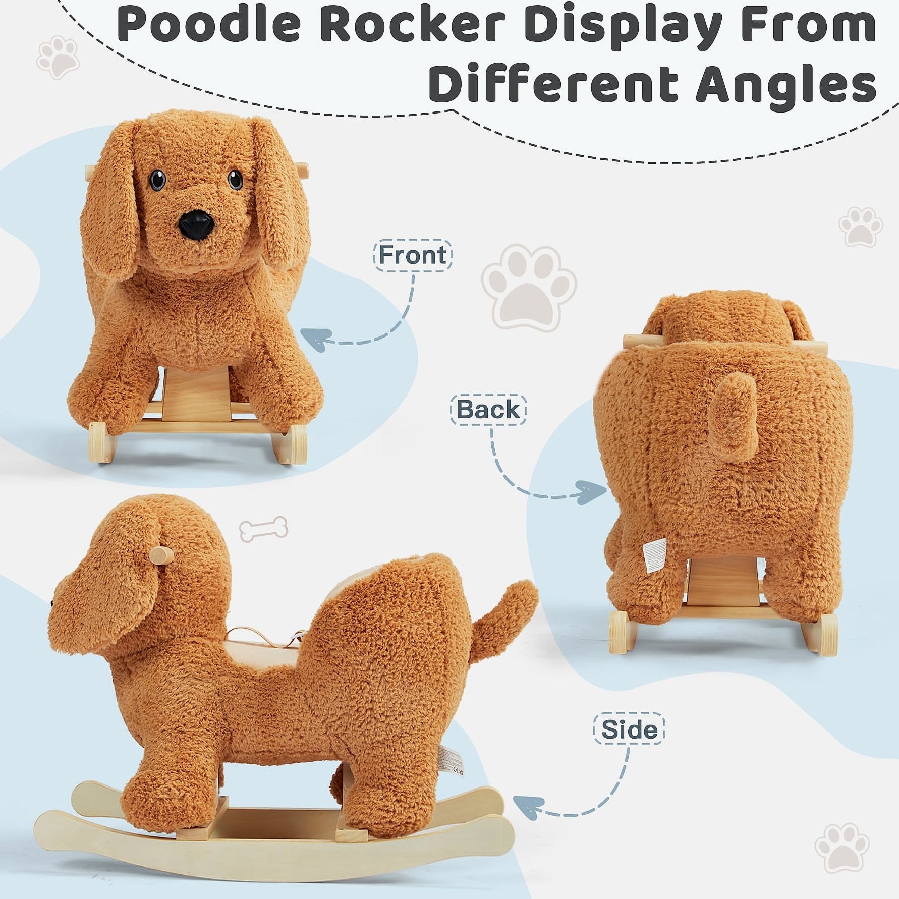 Jolie Vallée Poodle Wooden Rocking Horse for Toddlers