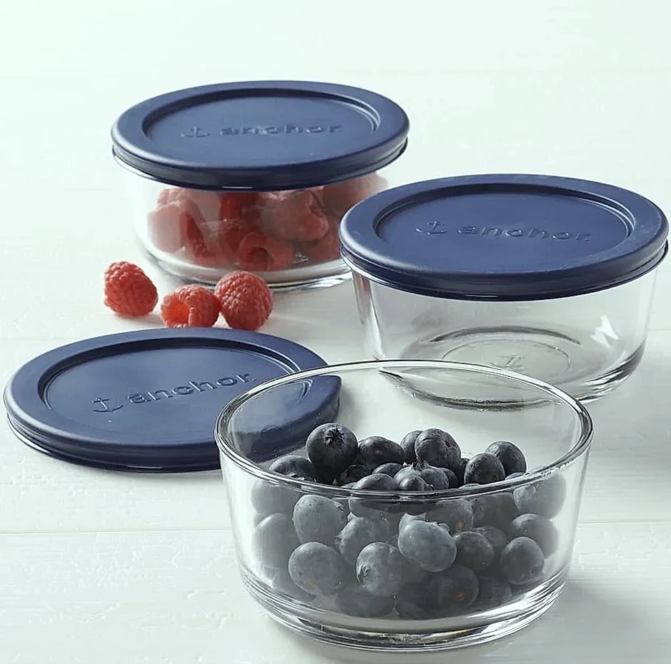 Round Glass Food Storage Containers Set of 3, 2 Cup