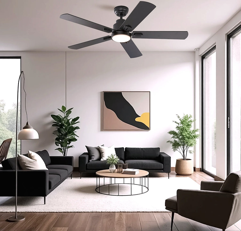 HOMEYBUFF 52 Inch Ceiling Fan with LED Light and Remote
