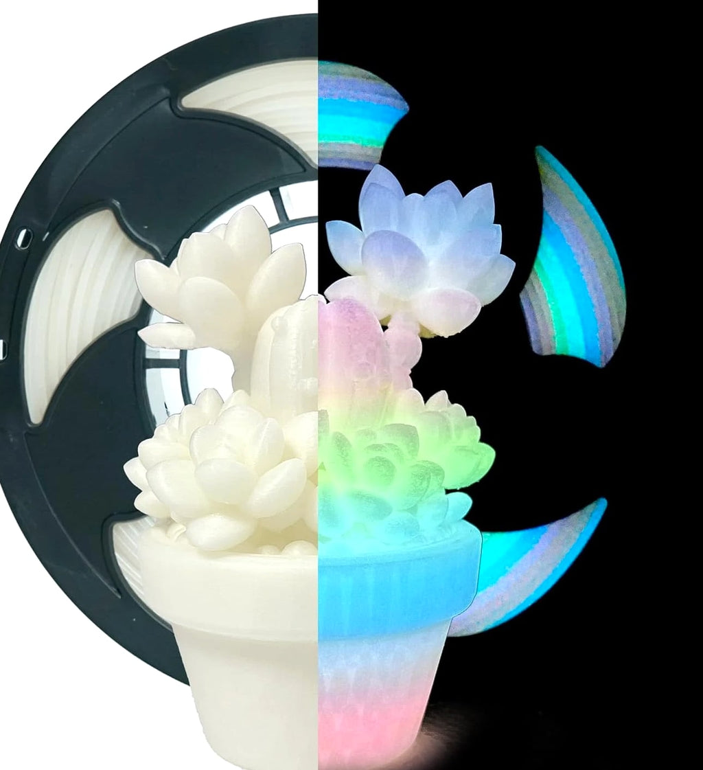 Glow in the Dark Gradient Rainbow 1.75mm PLA Filament, Luminous Vibrant Rainbow