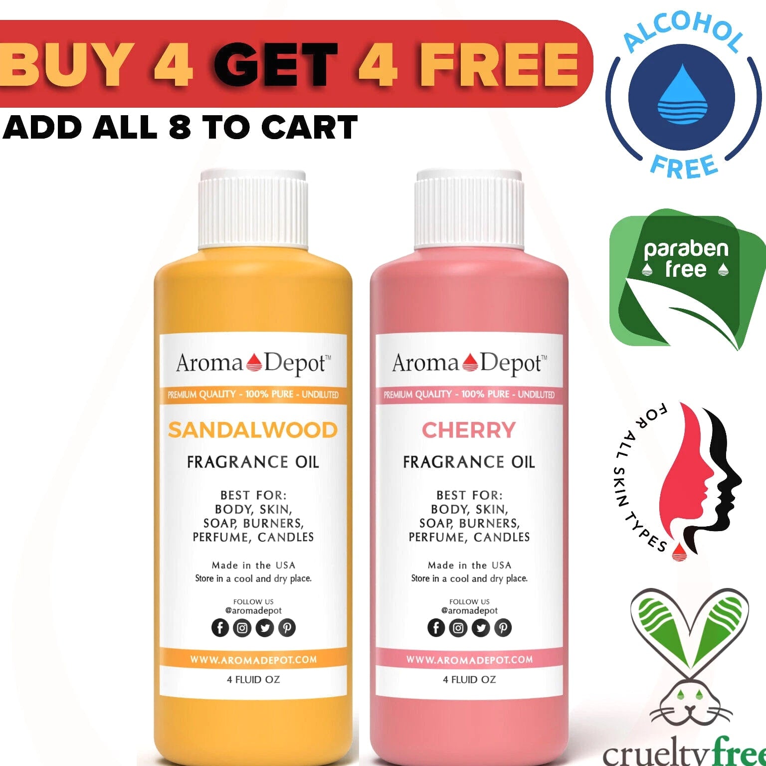 4 oz Fragrance Oils for Candle Soap Bath Bomb Incense Making Scented Oils Bulk