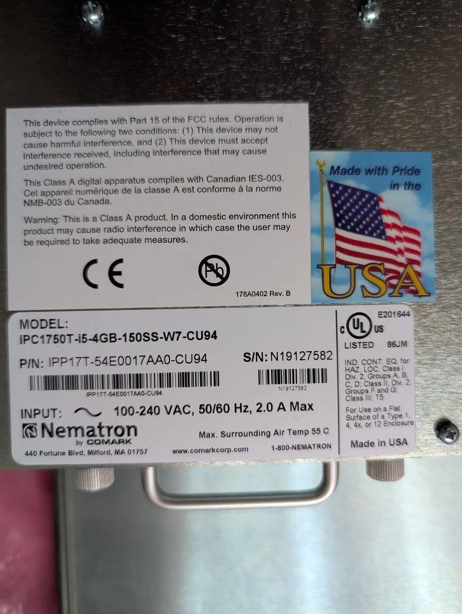 Open Box Nematron IPC1750-I5-4GB-150SS-W7-CU94