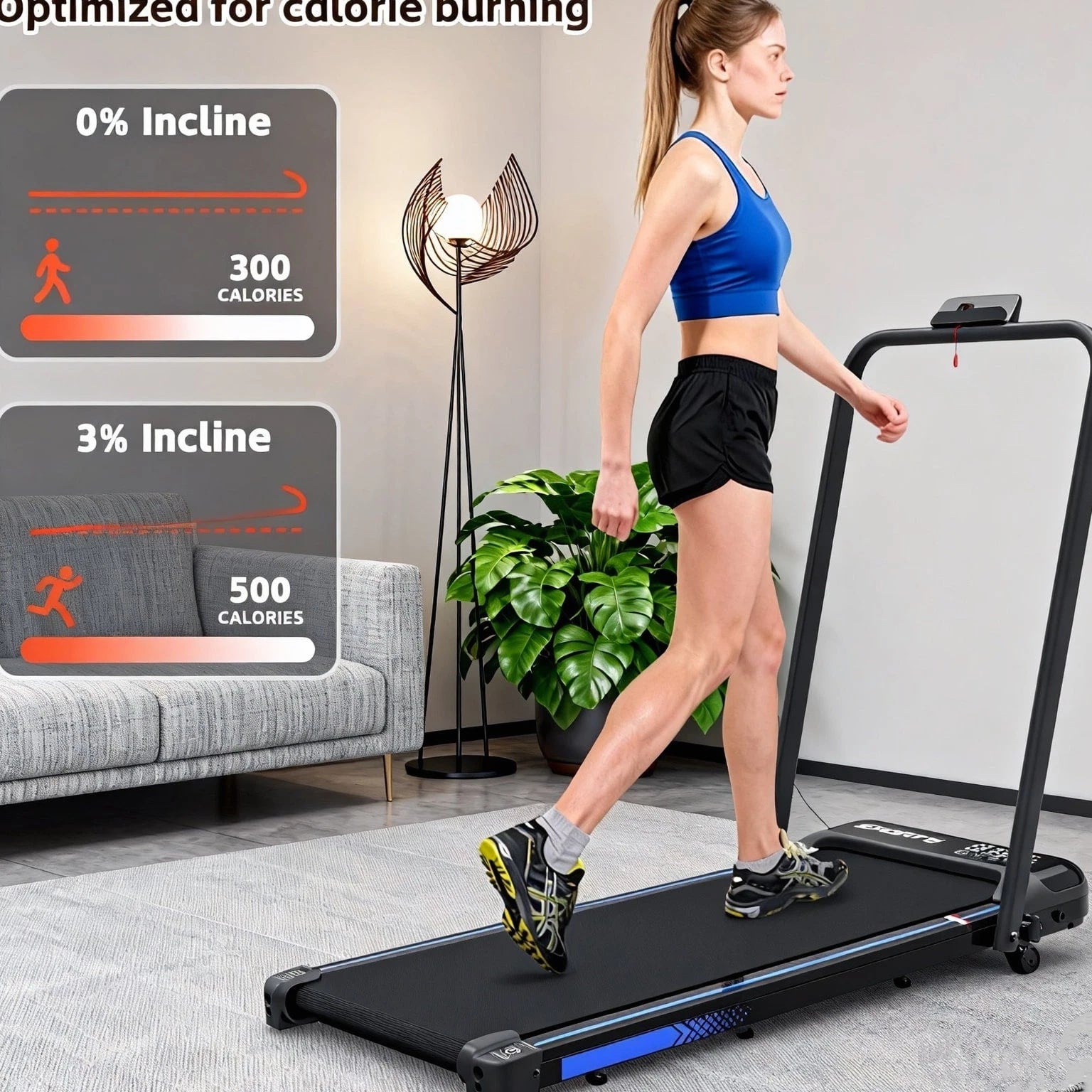 3-in-1 Under Desk Treadmill with Incline Walking and Jogging Machine for Home Office