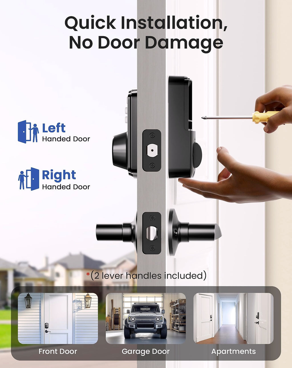 Veise Keyless Entry Door Lock with Lever Handles Digital Deadbolt