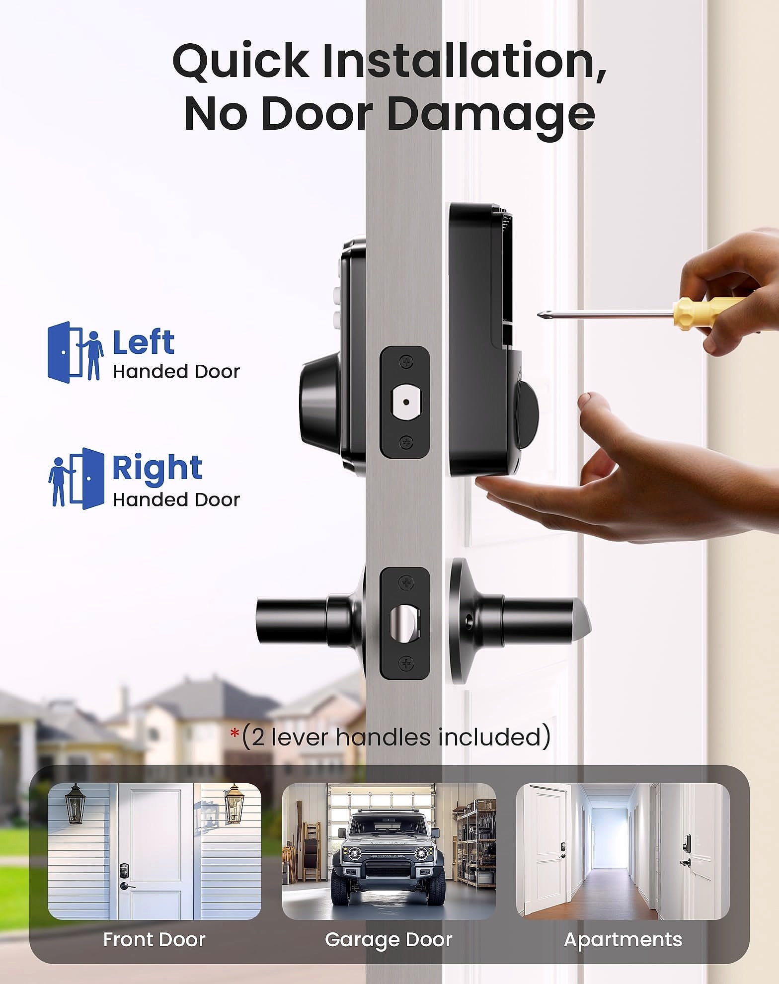 Veise Keyless Entry Door Lock with Lever Handles Digital Deadbolt