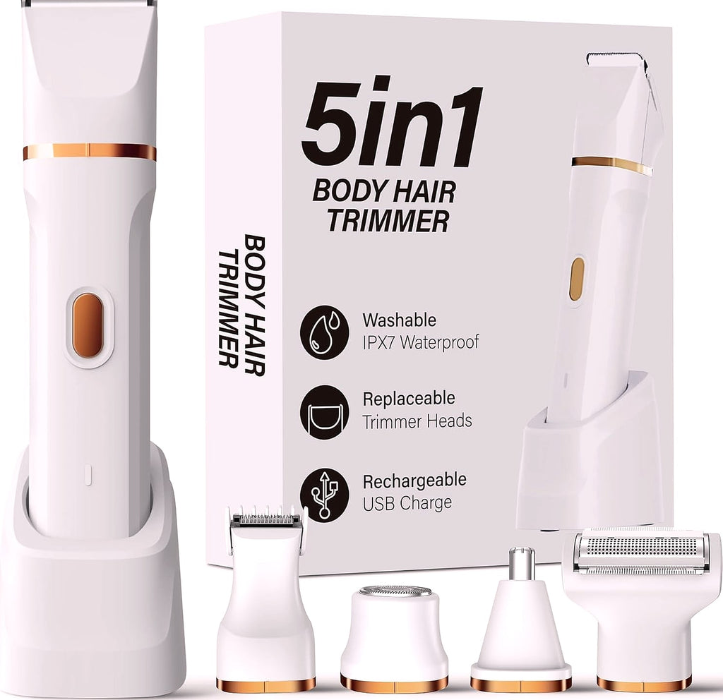 KINGTEE 5-in-1 Electric Bikini Trimmer Waterproof Hair Removal