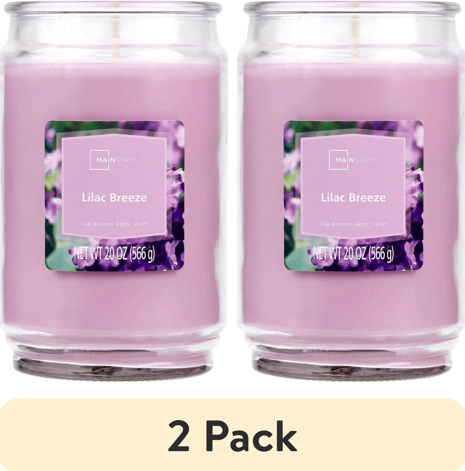 Mainstays Lilac Breeze Scented Single-Wick Large Glass Jar Candle 20 oz
