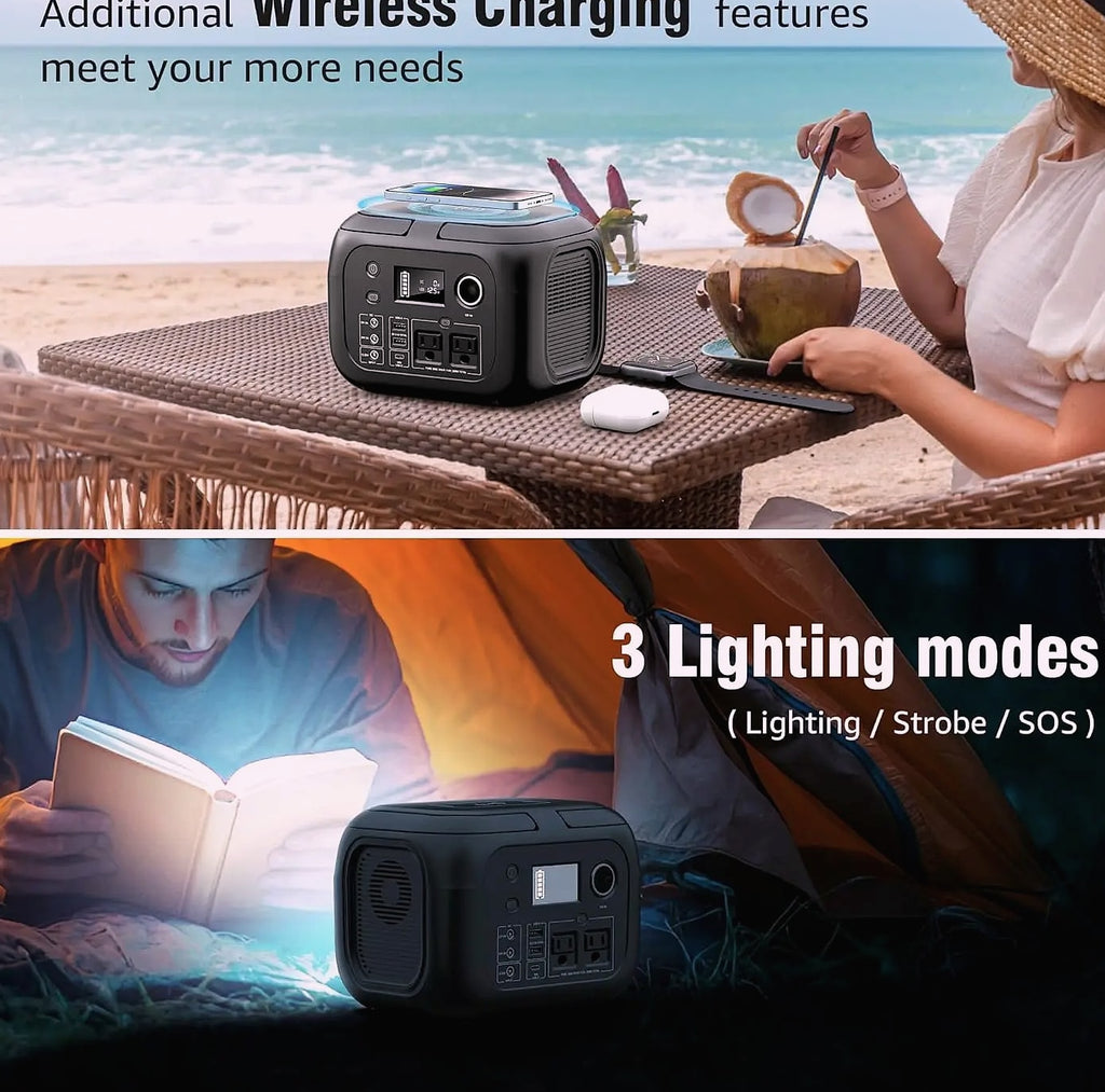 SinKeu 300W Portable Power Station with 40W Solar Panel Kit