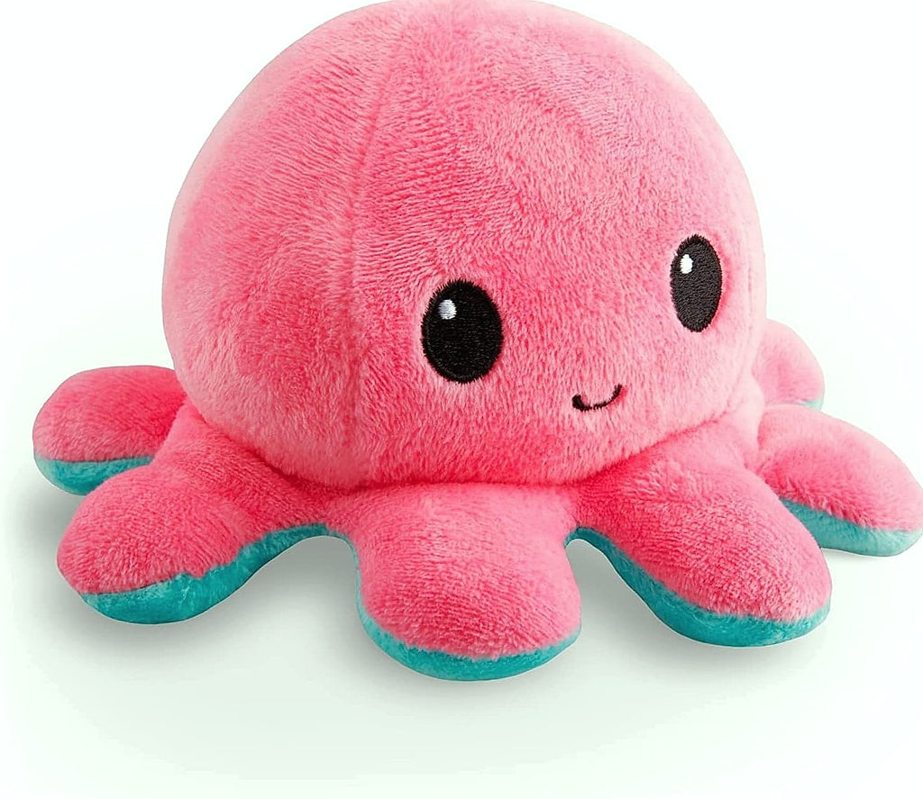 TeeTurtle Reversible Octopus Plushie 4-Inch Pink Aqua Flip Toy