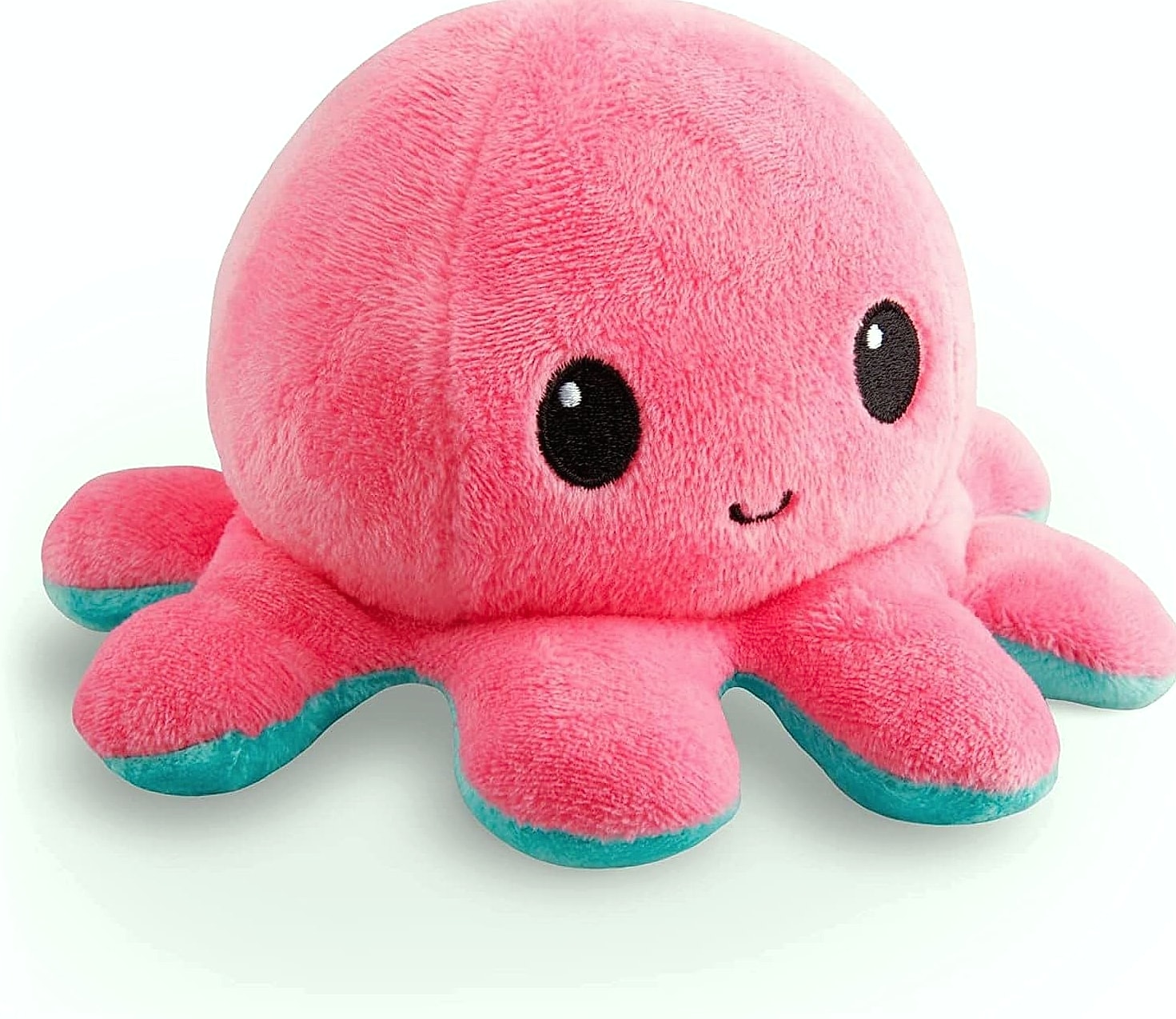 TeeTurtle Reversible Octopus Plushie 4-Inch Pink Aqua Flip Toy