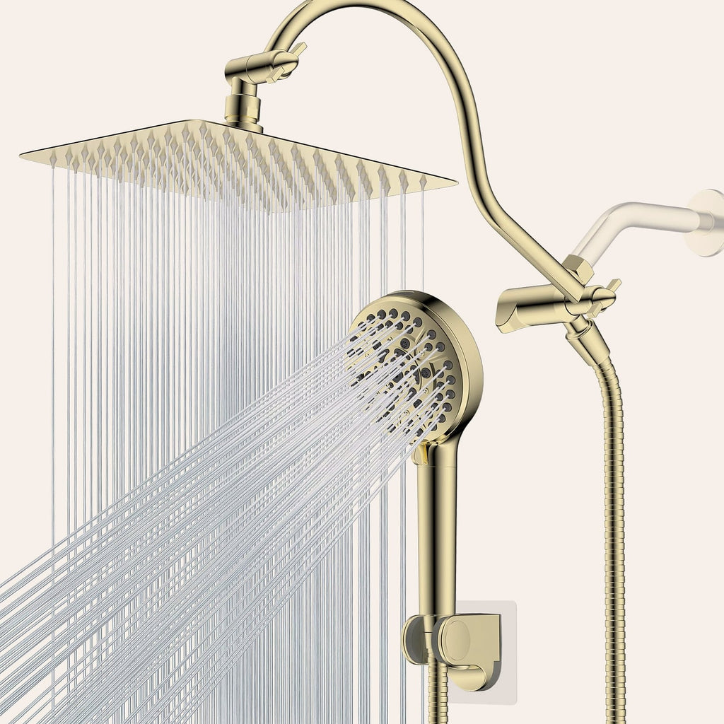 Hibbent 10 inch rainfall shower head combo with handheld sprayer