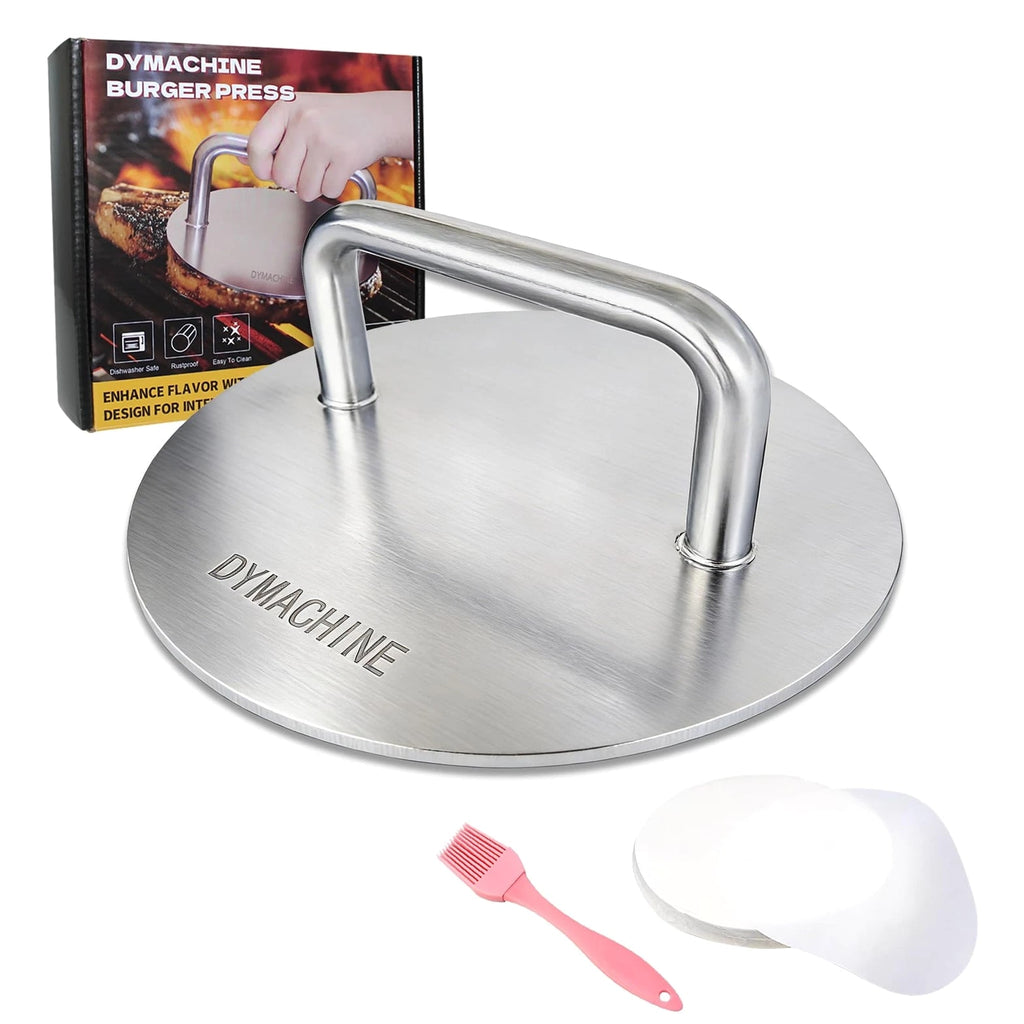 Smash Burger Press - 8.5 Inch Stainless Steel Hamburger Press, 2.5mm Thick Heavy Duty