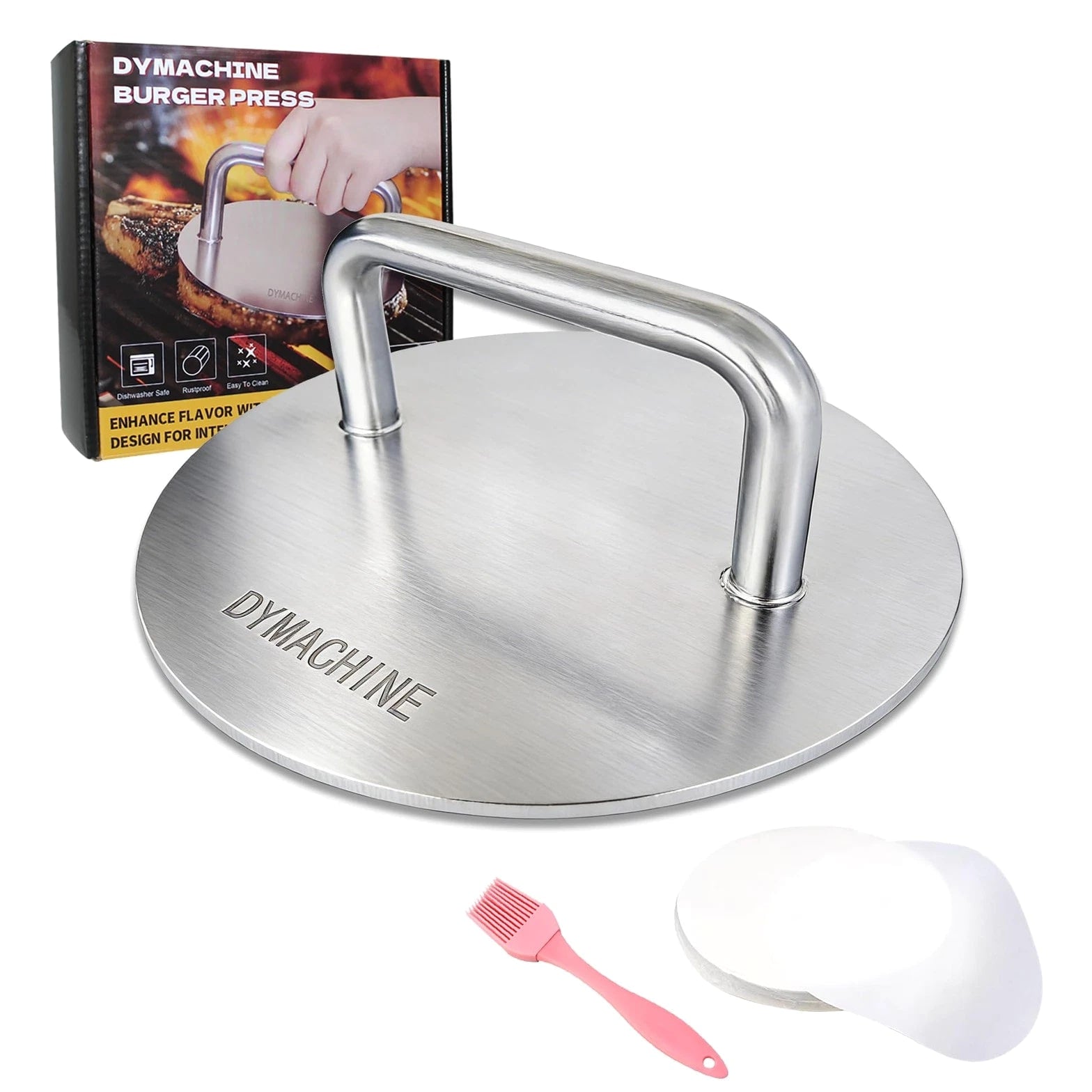 Smash Burger Press - 8.5 Inch Stainless Steel Hamburger Press, 2.5mm Thick Heavy Duty