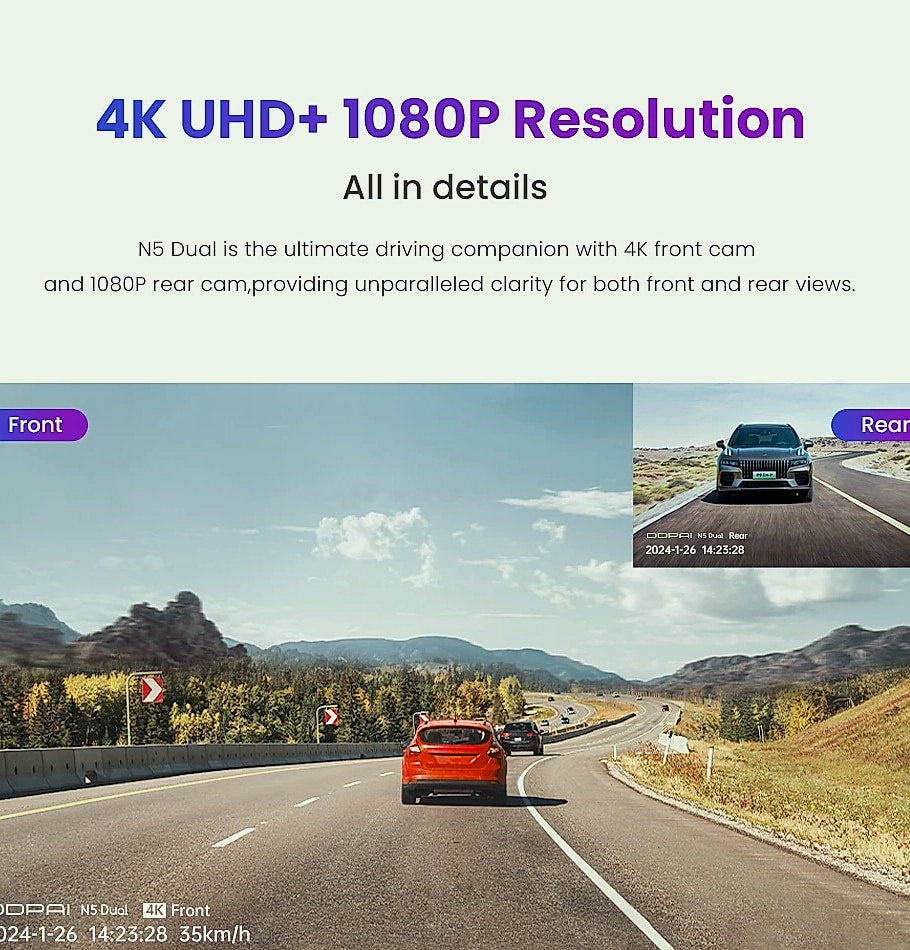 DDPAI N5 Dual 4K Dash Cam with Front and Rear Recording