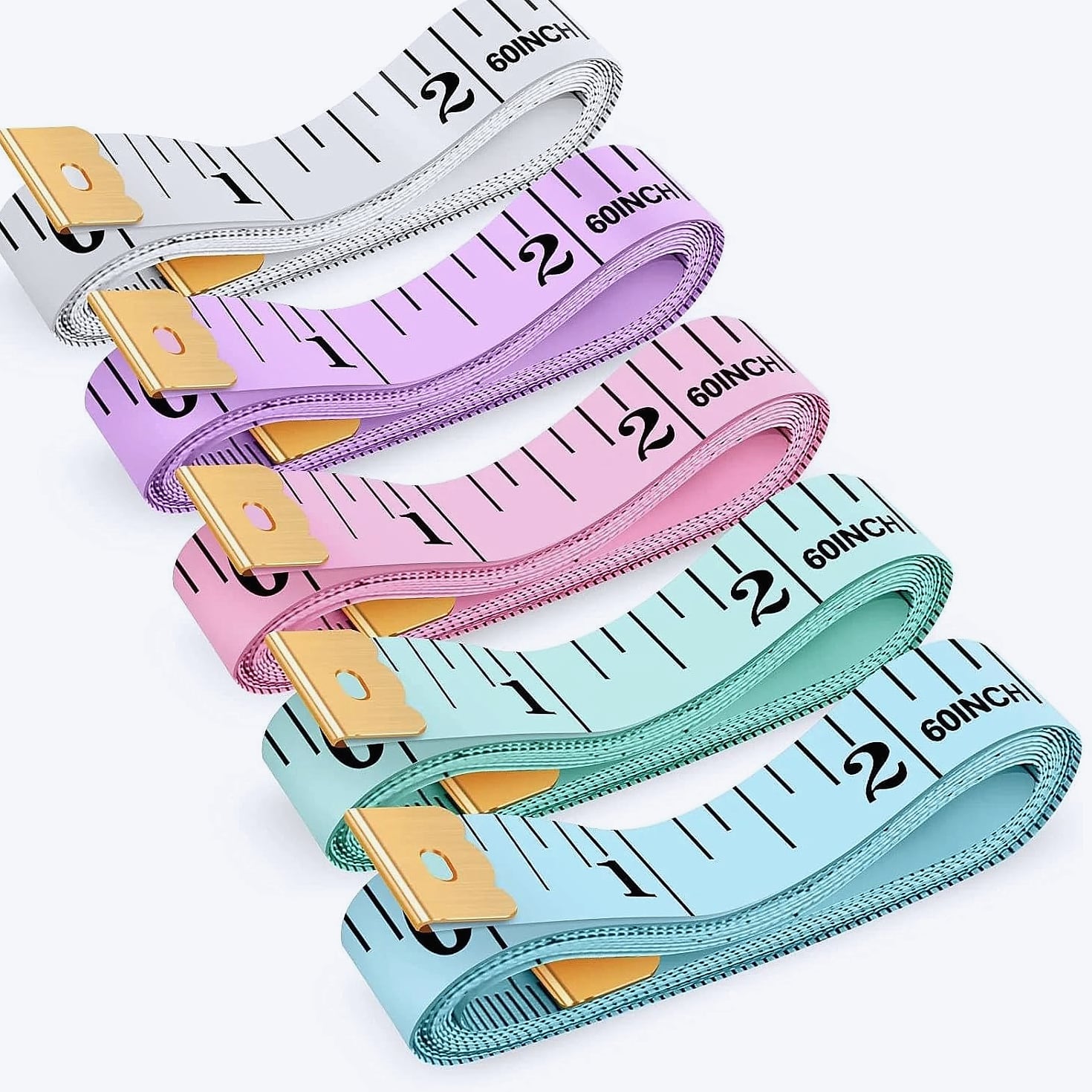 iBayam 60-Inch Soft Measuring Tape, 5-Pack for Sewing and Body Measurement