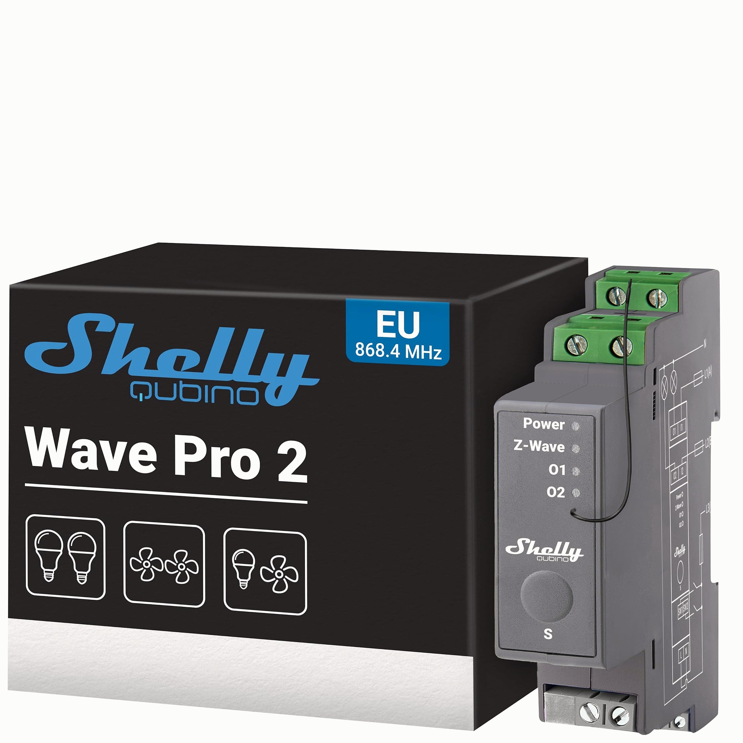 Shelly Wave Pro 2PM Z-Wave Smart Switch DIN Rail Relay
