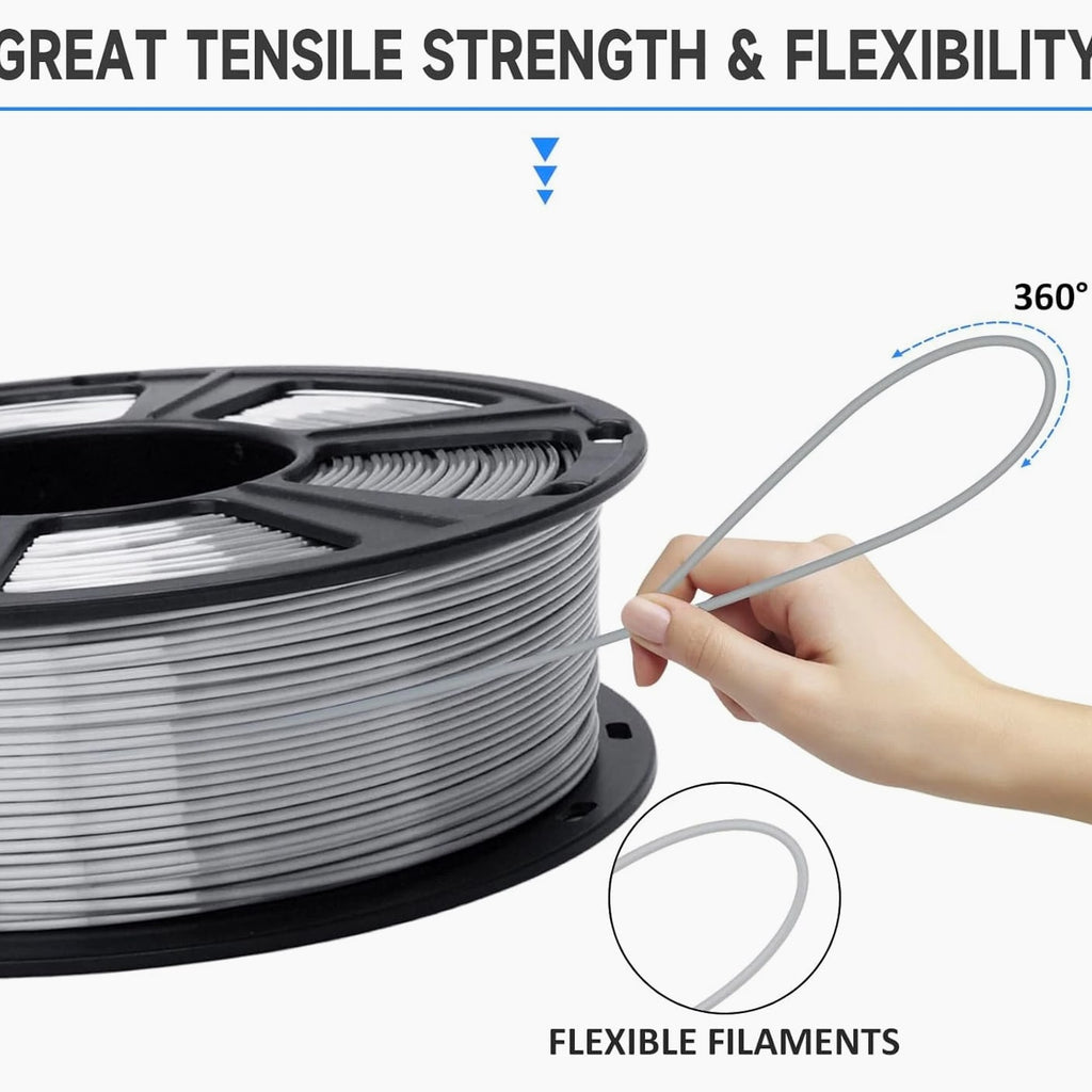 Silk Metallic Silver PLA 3D Printer Filament 1Kg Spool, 1.75Mm Dimensional Accuracy