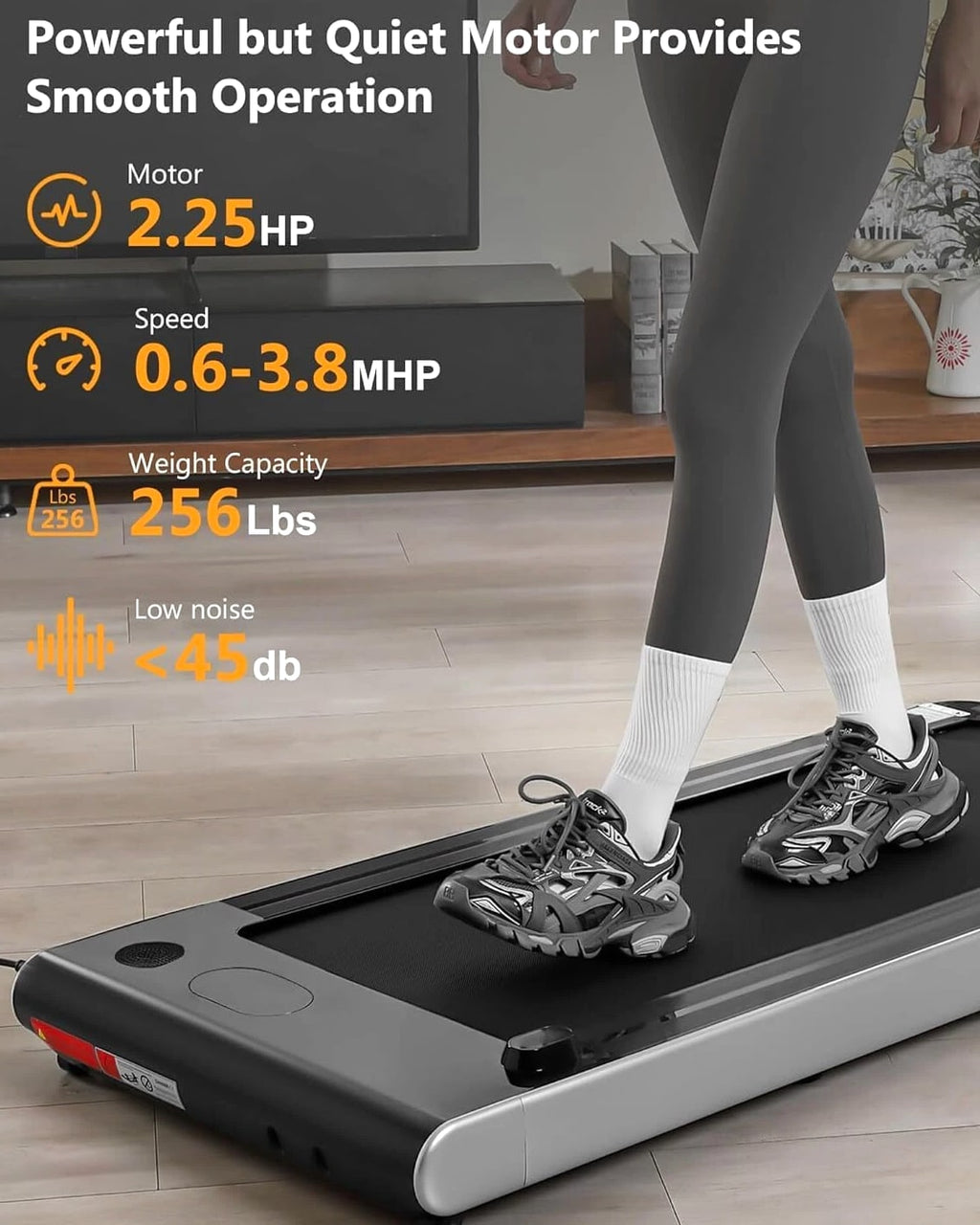 2.25HP Walking Pad Treadmill with Remote, Walking Pad Incline, Home Office
