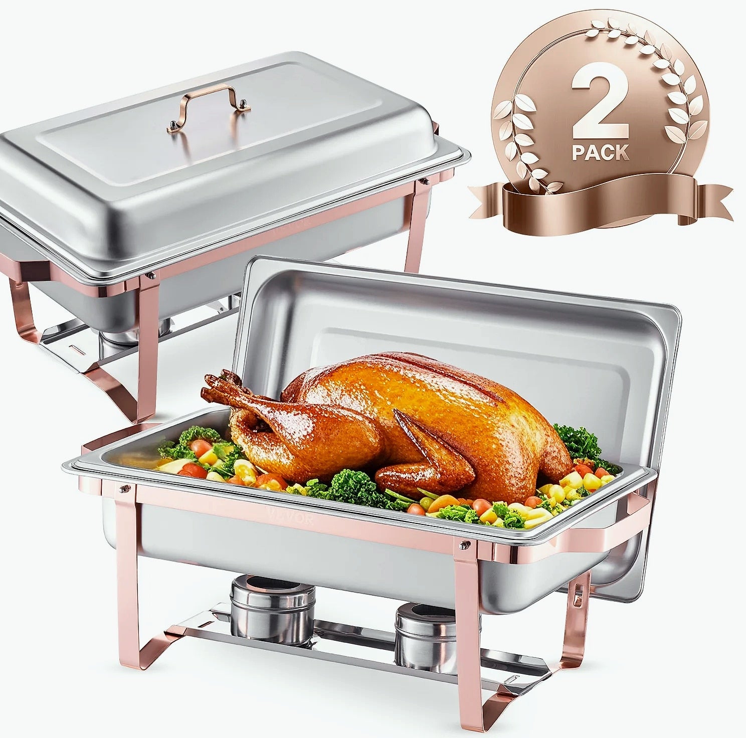 SucceBuy 8QT Rectangle Chafing Dish Buffet Warmer Set