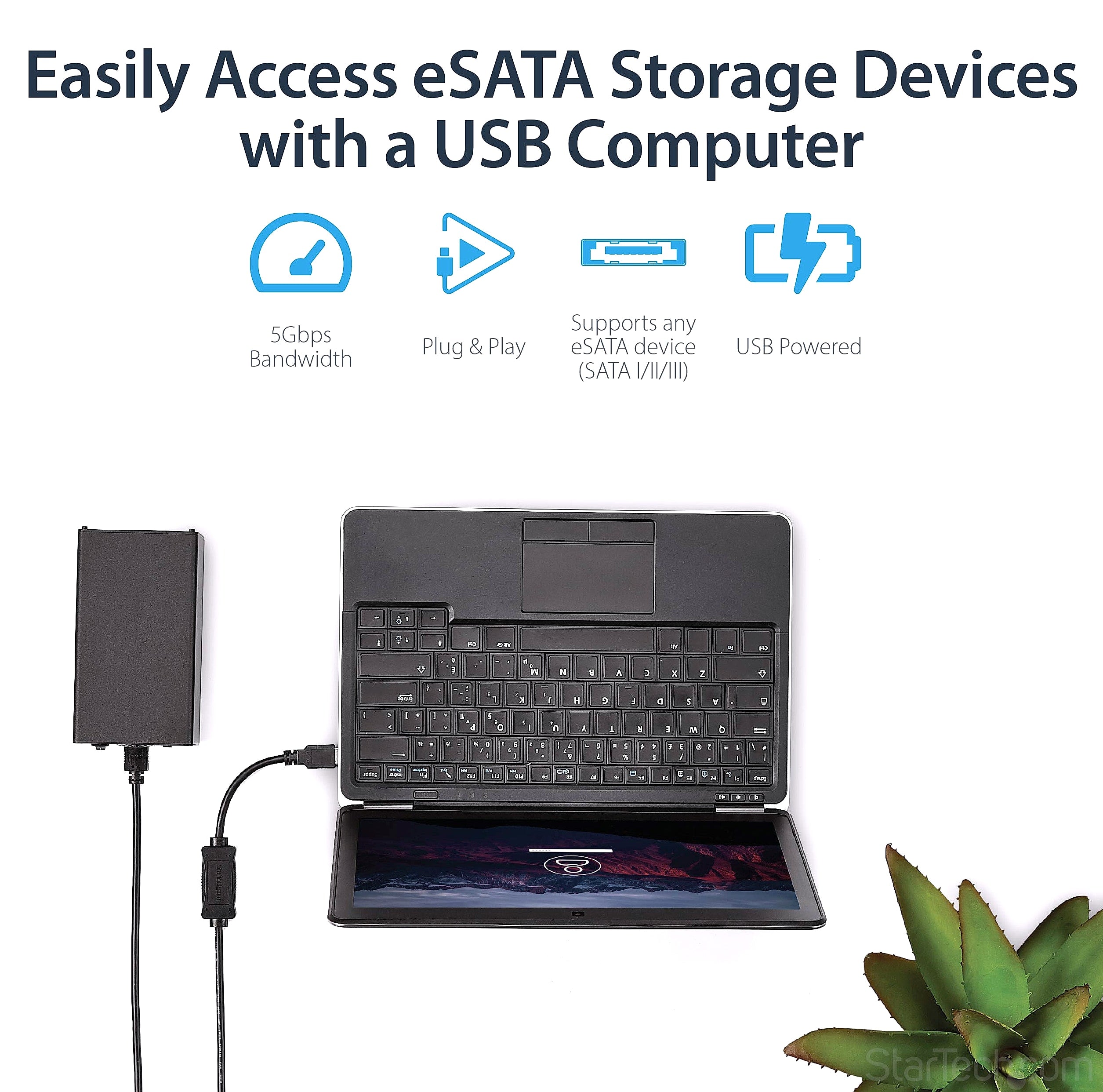 StarTech.com 3 ft USB 3.0 to eSATA Adapter - 6 Gbps USB to HDD/SSD/ODD Converter - Hard Drive to USB Cable (USB3S2ESATA3)