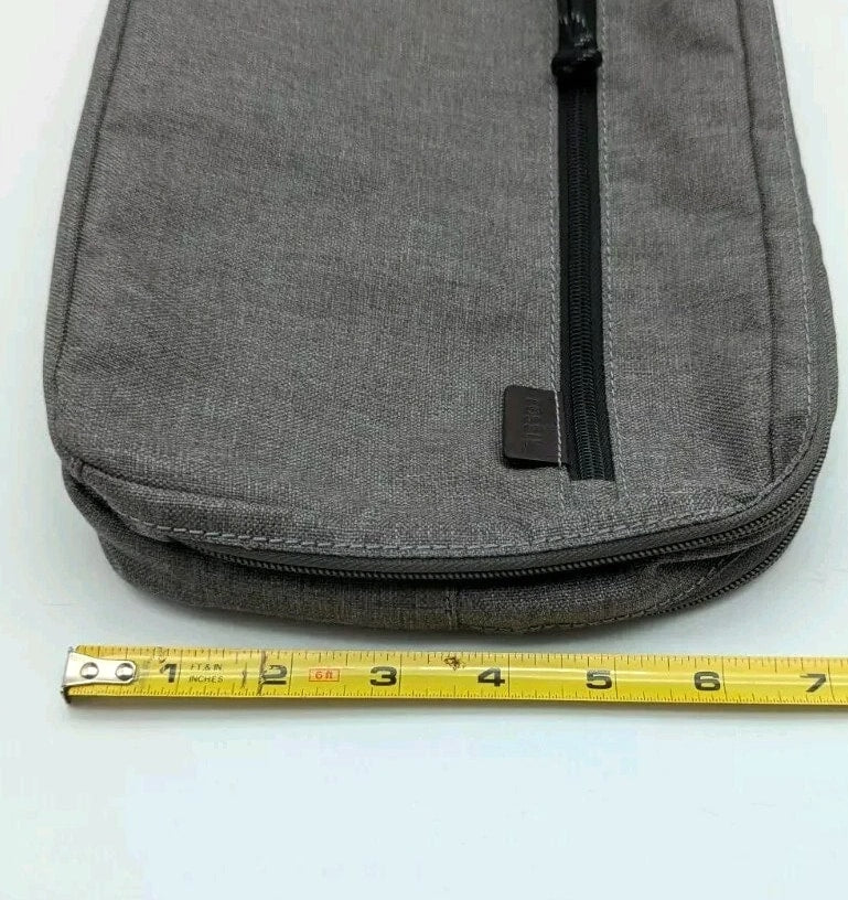 Fossil Travel Personal Organizer Bag Gray Electronics Gadgets 10" x 7" x 2" VGC