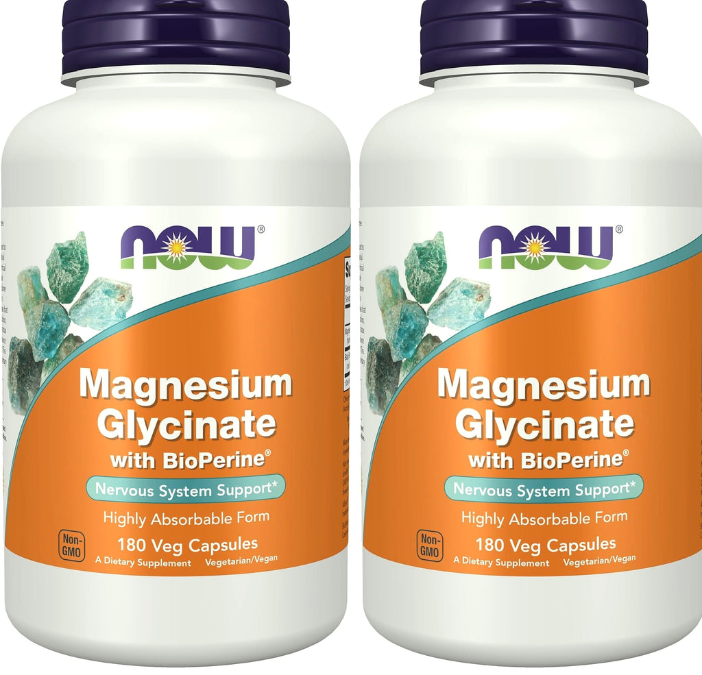 NOW Foods Magnesium Glycinate with BioPerine, 180 Veg Capsules