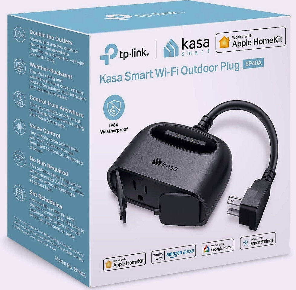 Kasa Smart Outdoor Plug EP40 with 2 Sockets, IP64 Weather Resistant
