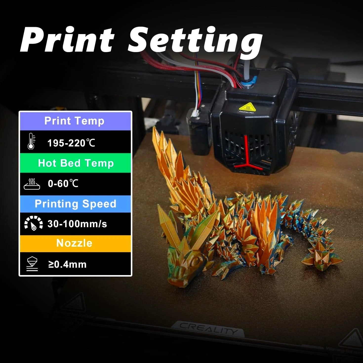 3D PLA Filament 1.75mm Bundle, Tricolor Printer Filament, Rainbow Silk
